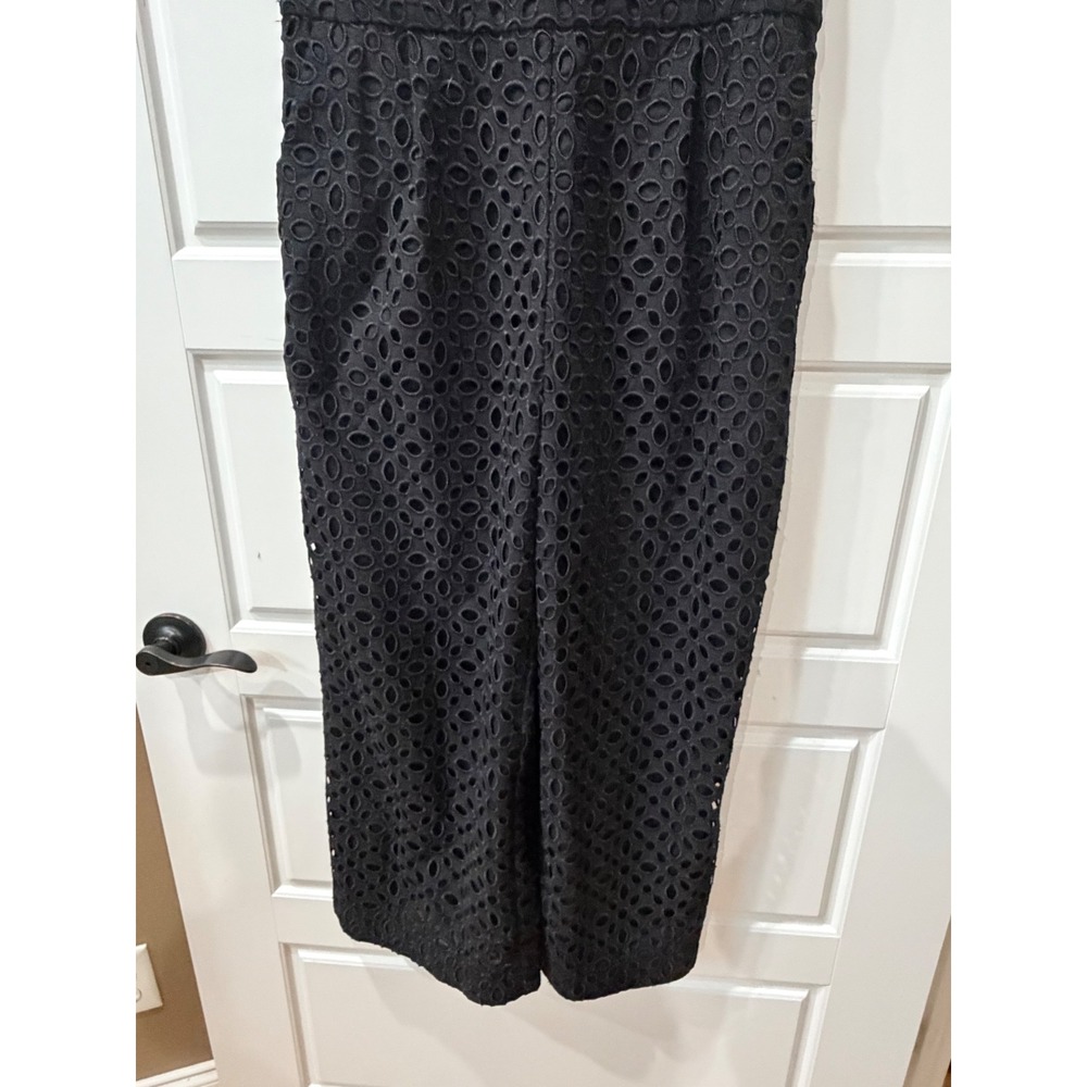 J. Crew Kasana Black Embroidered Eyelet Ruffle Strap Jumpsuit Size 8 Coastal - Picture 5 of 11